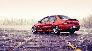 red Lancer Evo EX, car, JDM, Mitsubishi, Mitsubishi Lancer HD wallpaper