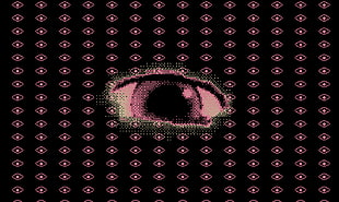 purple and black eyes print wallpaper, Serial Experiments Lain, anime, eyes, pixel art
