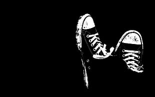 pair of black sneakers edited photo HD wallpaper