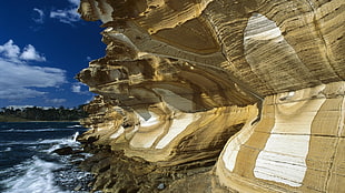 brown rock formation, nature, rock, Australia, sea HD wallpaper