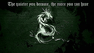white dragon illustration, dragon, quote
