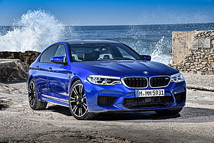 blue BMW vehicle, BMW M5, Cars 2018, 5k