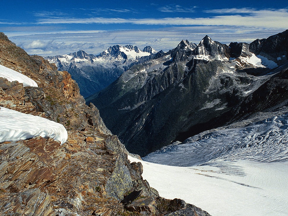 icy peak mountains landscape photo HD wallpaper