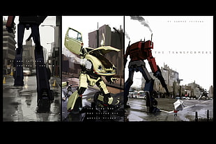 The Transformers digital artwork collage, Transformers, Optimus Prime, Megatron, Bumblebee