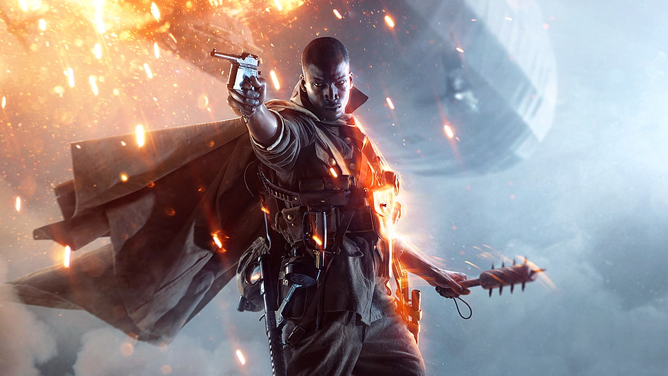 male character in black cape, Battlefield 1, PC gaming, dice, EA DICE HD wallpaper