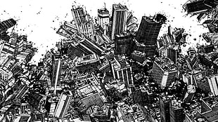 crumbled building sketch, Akira, katsuhiro otomo, Monochrome Factor, manga