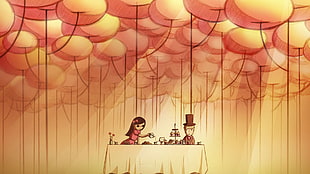 couple in front of table illustration