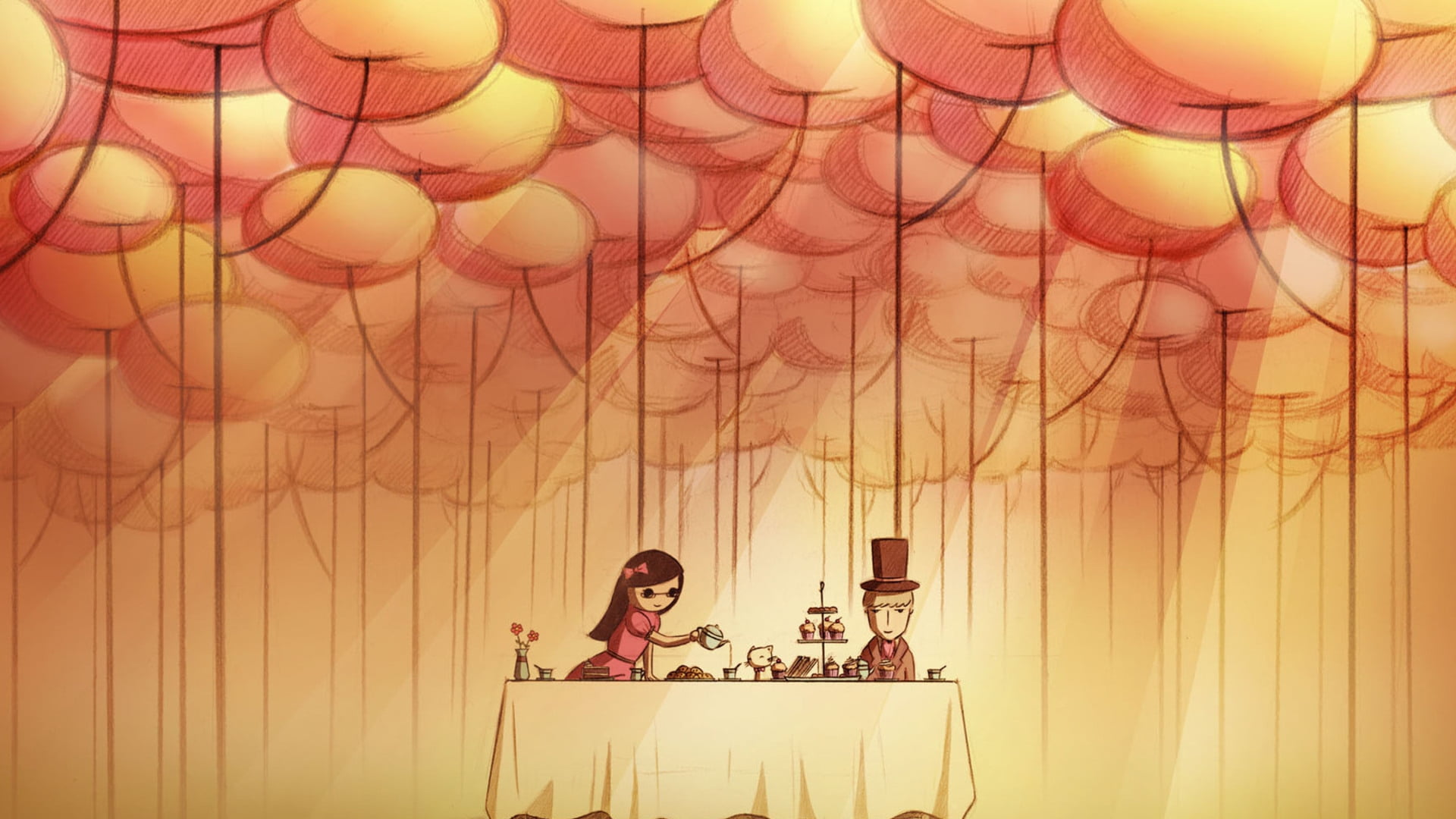 couple in front of table illustration