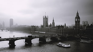 The Big Ben, monochrome, London, black, white