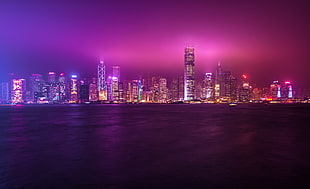 city building during nighttime, hong kong HD wallpaper