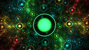 green and multicolored 3D painting