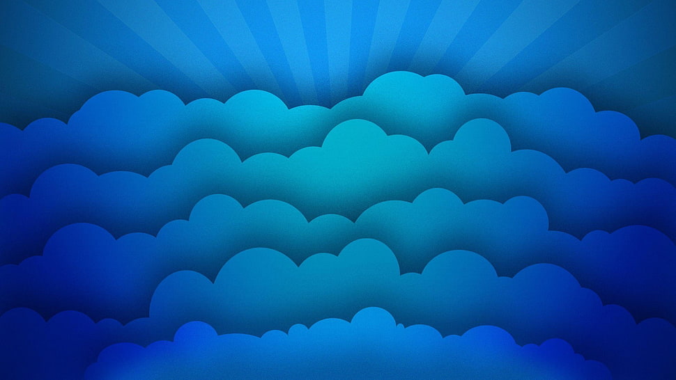 blue clouds wallpaper, digital art, minimalism, clouds, blue HD wallpaper
