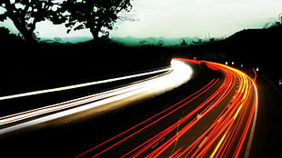time-lapse photography of road, road, long exposure, light trails