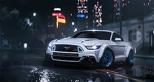 white and black Ford Mustang, vehicle, car, Ford Mustang, Need for Speed