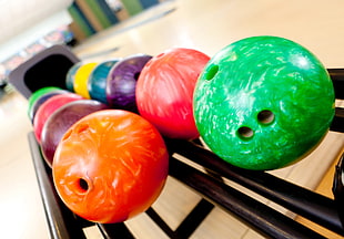 two lines of bowling balls
