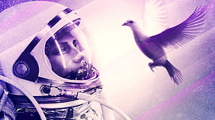 white pigeon and astronaut illustration, Axwell, Eternal Sunshine of the Spotless Mind, lights, birds