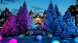 photo of a mansion with garden christmas decors