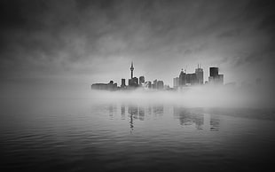 grayscale photo of Shanghai, China, photography, water, monochrome, mist