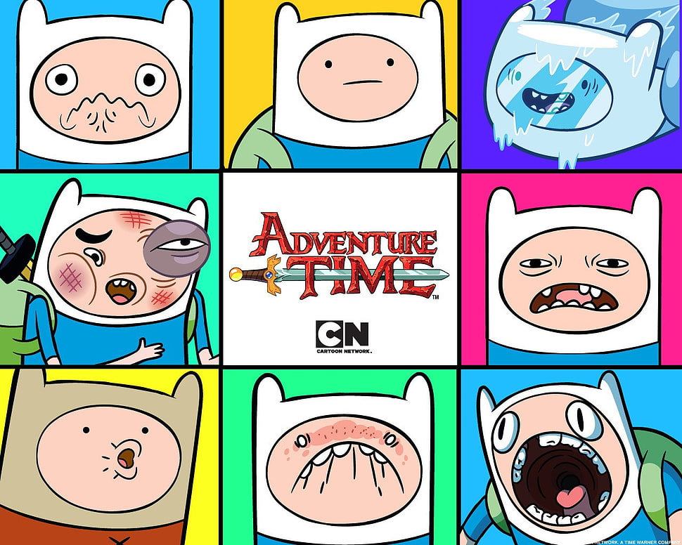 assorted color of printed textile, Adventure Time, Finn the Human, collage, cartoon HD wallpaper