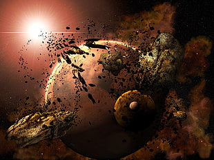 waning meteors against planet wallpaper, space HD wallpaper