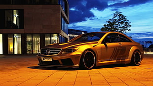 gold coupe, Mercedes-Benz, supercars, car