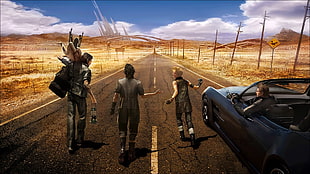 black convertible car illustration, Final Fantasy XV, Final Fantasy, video games