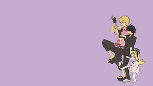 three anime character illustration, Monogatari Series, Araragi Koyomi, Oshino Meme, Oshino Shinobu HD wallpaper