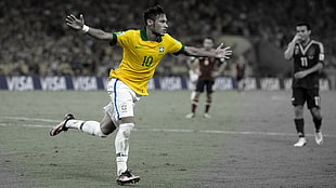 Neymar Jr., selective coloring, Neymar, Brazil, soccer HD wallpaper