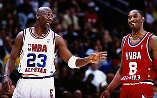two NBA Players standing photo HD wallpaper