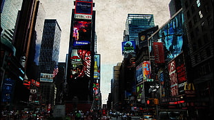 Time Square, New York, cityscape, lights, building, New York City