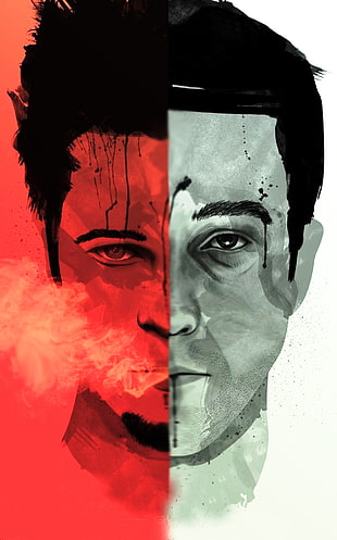 painting of man's face, Fight Club, Tyler Durden HD wallpaper