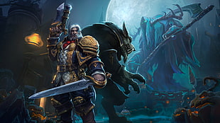 man holding sword and rifle wallpaper, Blizzard Entertainment, heroes of the storm, Genn Greymane, Worgen