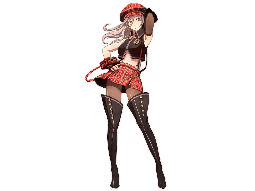woman wearing black and red uniform anime wallpaper HD wallpaper