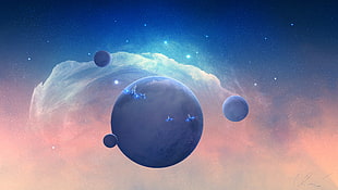 four planets digital wallpaper