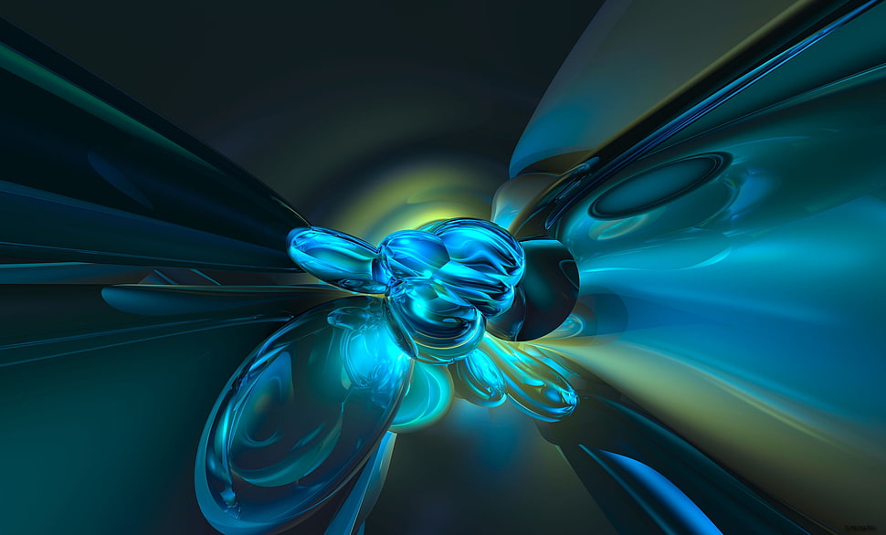 blue and green graphic wallpaper HD wallpaper