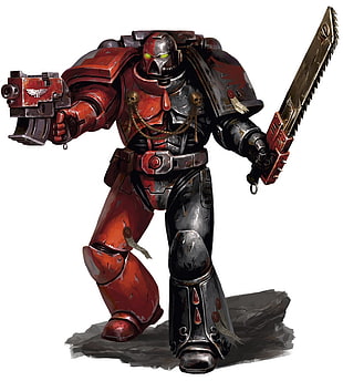 red and gray robot character illustration, Warhammer 40,000