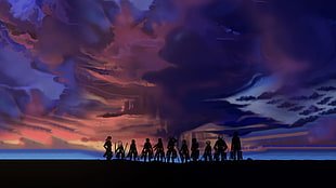 silhouette photo of row character digital wallpaper