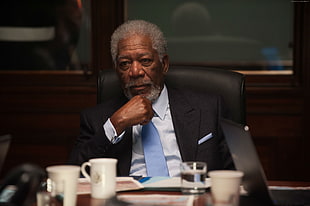 Morgan Freeman sitting on chair HD wallpaper