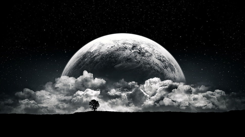 white and gray stone fragment, planet HD wallpaper
