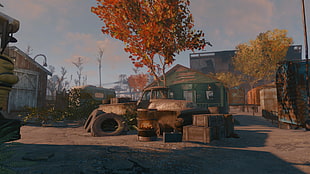 gray pickup truck photo, Fallout 4, Xbox One, apocalyptic, trucks