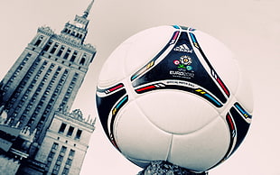 white, blue, red, and black adidas football, EURO 2012, soccer ball, Adidas HD wallpaper