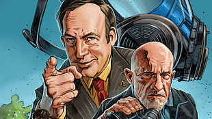 two man illustration, Better Call Saul, Saul Goodman, Mike Ehrmantraut HD wallpaper