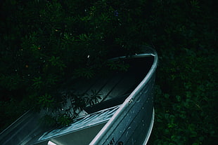 gray boat, Boat, Plants, Branches