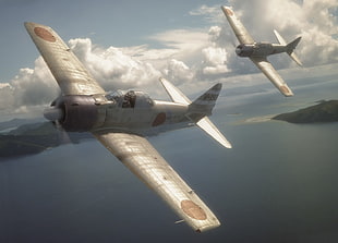 two white biplanes, Empire of the Sun HD wallpaper