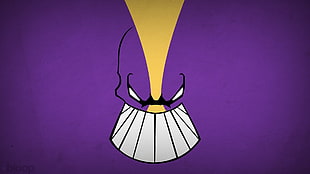 purple animated character, minimalism, simple background, superhero, comics