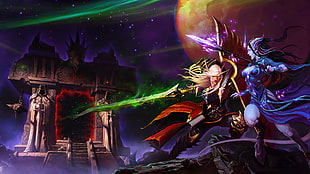 World of Warcraft digital wallpaper,  World of Warcraft, Blood Elf, draenei, fantasy art