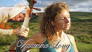 Vyveinne Long caption on photo of a woman with cello