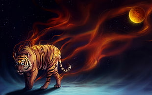 tiger with red flame wallpaper