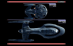 gray spaceship, Star Trek, spaceship, LCARS