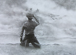 men's gray top, painting HD wallpaper
